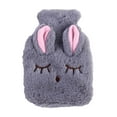 thumbnail image 1 of Hot Water Bottle Explosion Proof Prevent Scald Detachable Rabbit Pattern Plush Cover Hot Water Bag Grey, 1 of 5