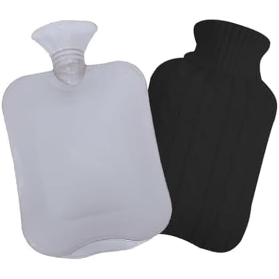 Hot Water Bottle with Knitted Cover,2L Hot Water Bag,Hand Warmer Bag,Hot and Cold Therapies for Sore Muscles,Menstrual Cramps,Neck and Shoulder Pain Relief,Great for Women,Childs (Black)