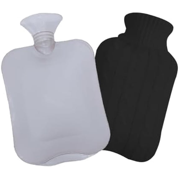 Hot Water Bottle with Knitted Cover,2L Hot Water Bag,Hand Warmer Bag,Hot and Cold Therapies for Sore Muscles,Menstrual Cramps,Neck and Shoulder Pain Relief,Great for Women,Childs (Black)