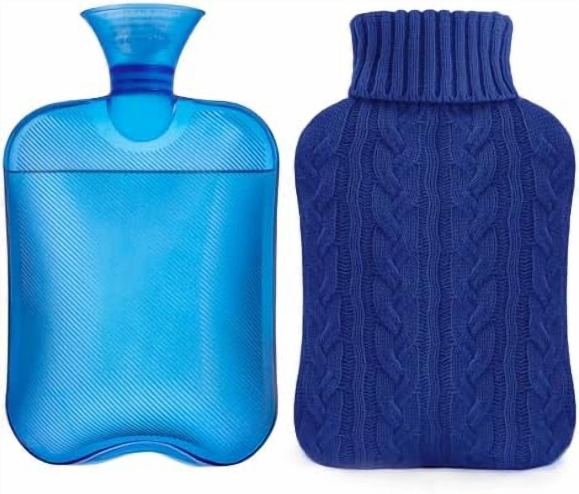 Hot Water Bottle with Knitted Cover, 2L Hot Water Bag for Hot and Cold ...