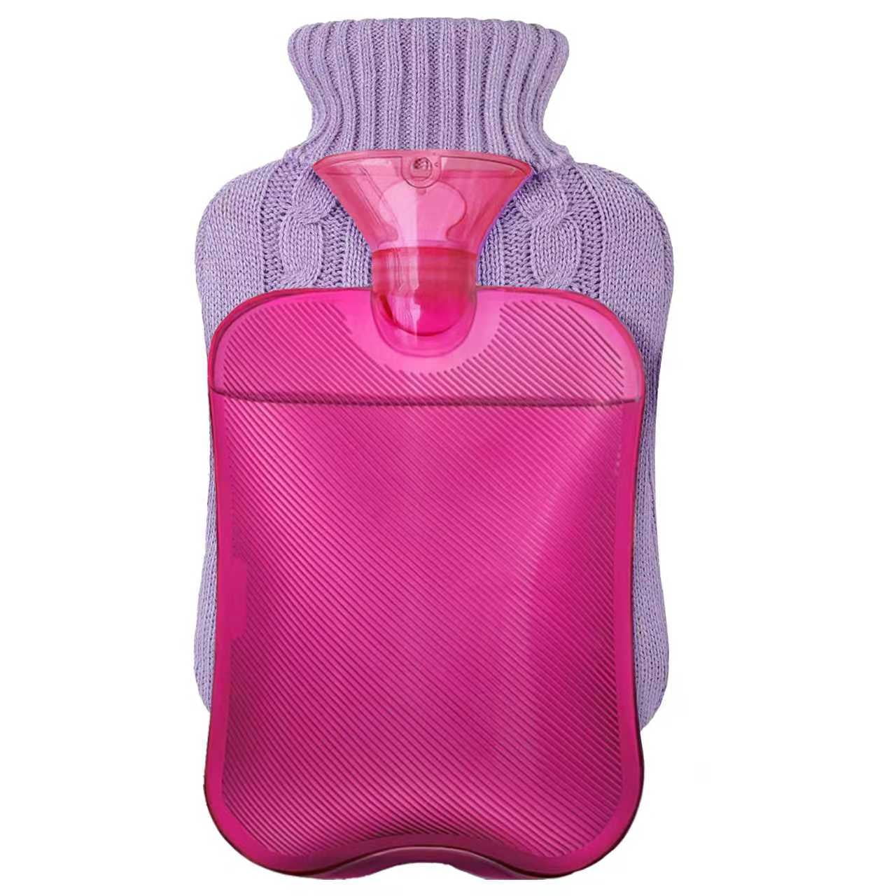 Hot Water Bottle with Knitted Cover, 2L Hot Water Bag for Hot and Cold ...