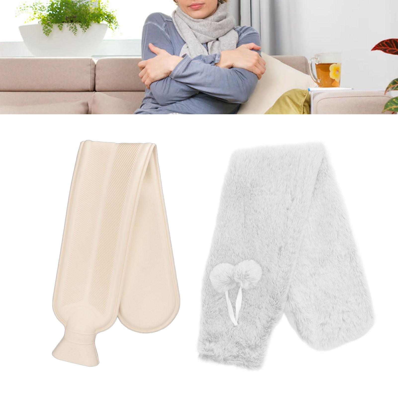 Hot Water Bottle Rubber With Soft Cover, 2 Liter Hot Water Bag For