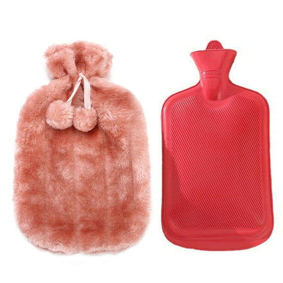 Hot Water Bottle Rubber with Soft Cover (2 Liter) Hot Water Bag for Cramps, Pain Relief, Removable Hot Cold Pack Hot Water Bed Warmer
