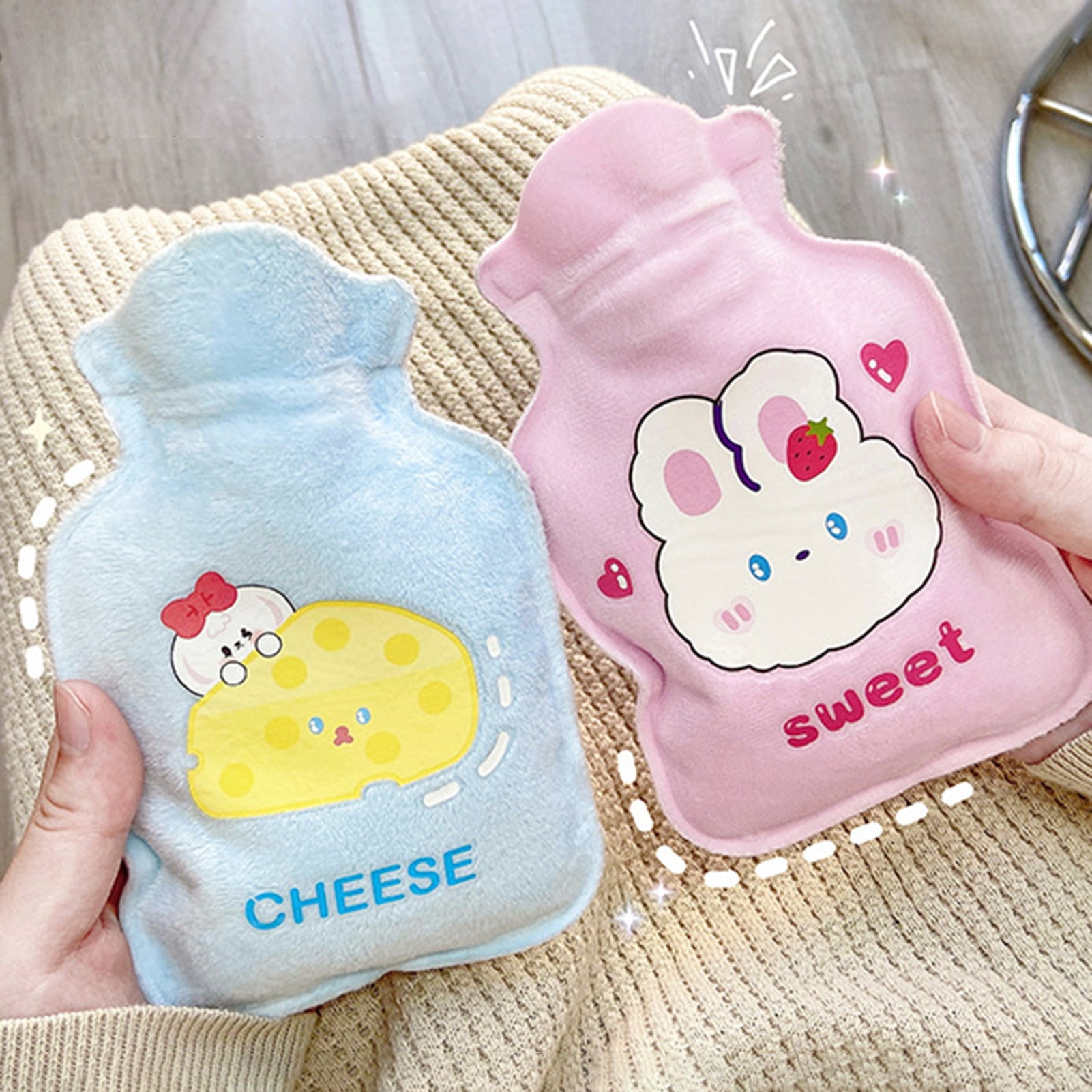Hot Water Bottle with Soft Cover Cartoon Hot Water Bag for Neck,Cramps