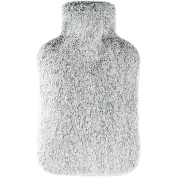 Hot Water Bottle with Faux Fur Cover,2L Leakproof Hot Water Bag for Neck,Shoulder Pain Relief,Hot and Cold Therapies for Women,Men,Gray