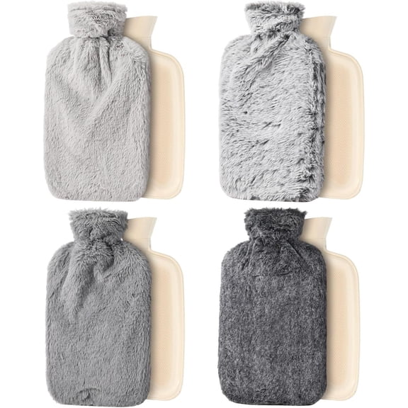 Hot Water Bottle with Soft Cover for Pain Relief Hot Water Bag for Bed Women Men Body Pain Relief Hand Feet Warmer Winter Gift(1L) (Pack of4)