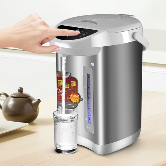 DICEEVIL Hot Water Dispenser 5.8L, Stainless Steel Water Boiler and Warmer, Countertop Water Heater with 3-Way Dispense, Auto Keep Warm Electric Hot Water Pot for Tea, Coffee and Baby Formula, Silver