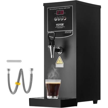 Hot Water Dispenser Commercial Water Boiler 1500W with 316 Stainless Steel Heating Tube 50L/H Step-by-step Fast Heating Electric Water Warmer for Coffee Tea Restaurant Office 10L