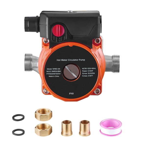 Hot Water Recirculating Pump 10 GPM Instant Circulation Pump System, 3 Speed 0.13 HP 110V, Stainless Steel Head for Home Water Heater System