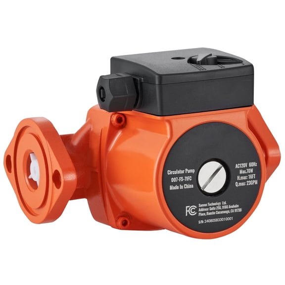 Hot Water Recirculating Pump, 110V 70W 23 GPM Flow Rate, 1" NPT Flange, 3-Speed Quiet Circulator for Home Water Heater System