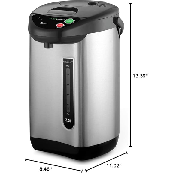 Hot Water Urn Pot 3.38 QT, Insulated Stainless Steel Hot Water Dispenser & Boiler, Auto & Manual Dispense, Safety Lock, Electric Kettle