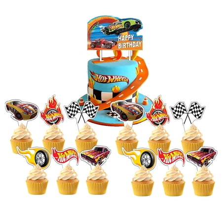 Hot Wheel Cake Topper Cupcake Set Party Supplies Decoration Birthday Decor Kit