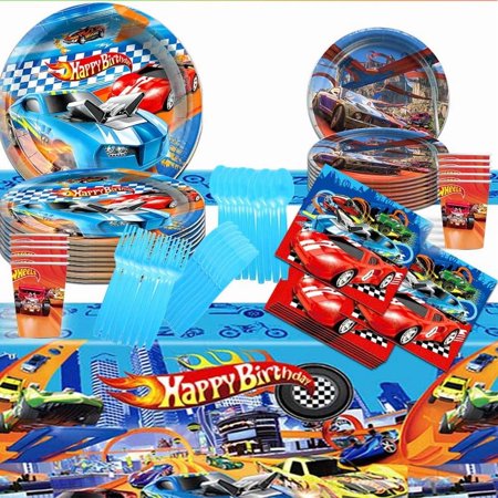 Hot Wheel Party Tableware Set Plates Cup Kit Birthday Supplies Decorations Disposable Dinnerware