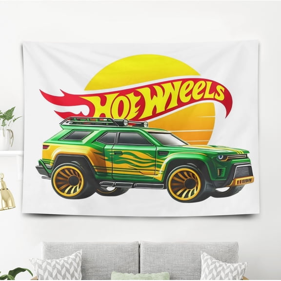 Hot Wheel Pattern Wall Hanging 50*60 Inches High-Quality Peach Skin Velvet Material Classic And Charming