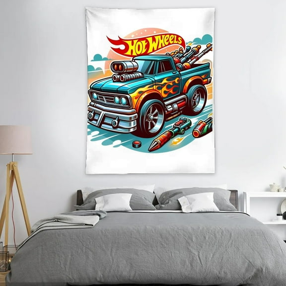 Hot Wheel Tapestry 40 x 60 Inches With Vivid Colors Realistic Details Easy To Hang And Alean Adding Artistic Charm