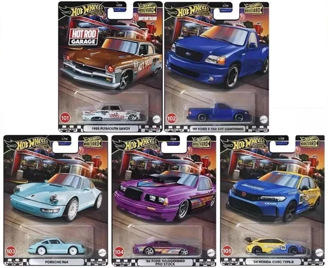 Hot Wheels 1:64 Boulevard Set (#51-55) | Corvette Z06, Supra