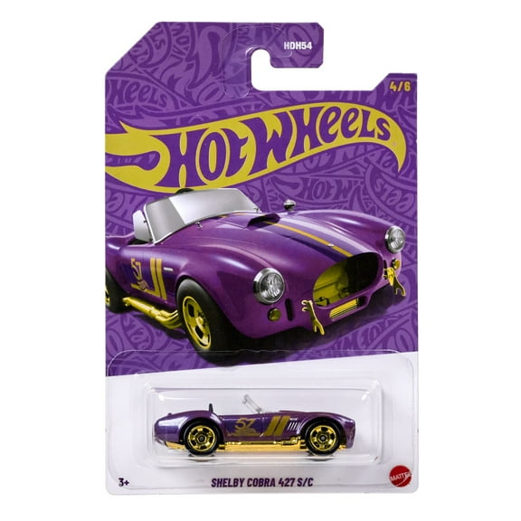 Hot Wheels 1:64 Scale Die-Cast Toy Car or Truck with Purple- & Gold-Colored Deco (Styles May Vary)