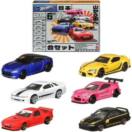 Hot Wheels 1:64 Scale Die-Cast Toy Cars, Set of 6 Japanese Vehicles (Styles May Vary)