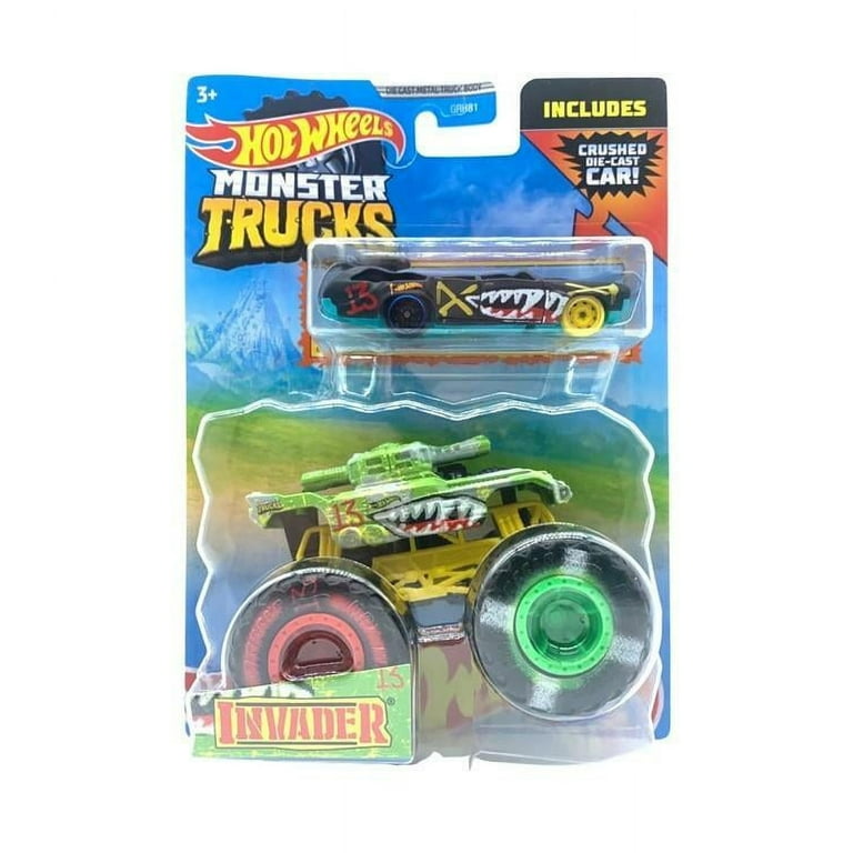 Hot Wheels Monster Trucks 1:64 Scale Invader Black/Red, Includes Hot Wheels  Die Cast Car, 1 - Smith's Food and Drug