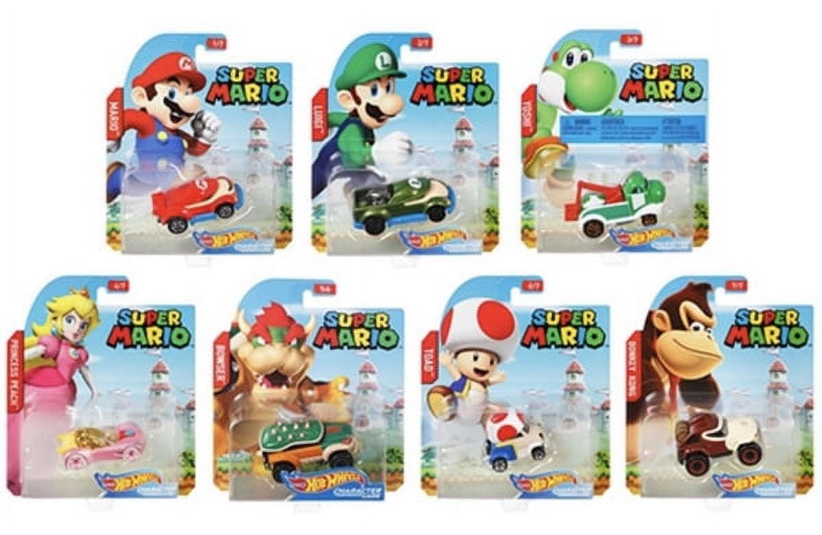 Hot Wheels 2017 Super Mario Character Cars Set of 7