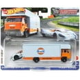 thumbnail image 1 of Hot Wheels 1:64 Team Transport Gulf Porsche 917 LH with Fleet Flyer Truck, 1 of 3