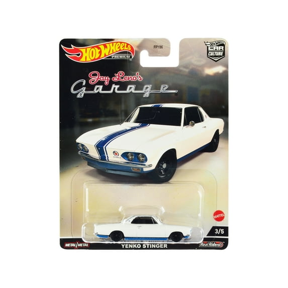 Hot Wheels 1966 Chevrolet Corvair Yenko Stinger Diecast Model Car Play Vehicle, Die-cast metal White/Blue, 2.39 oz