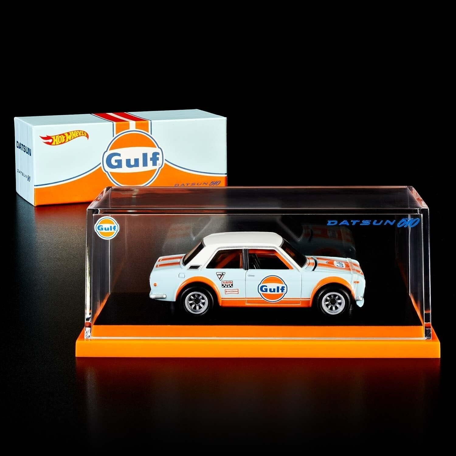 Hot Wheels 1971 Gulf Datsun 510 RLC Exclusive 2022 Play Vehicle, Diecast Blue