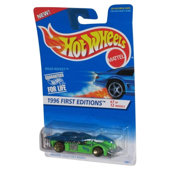 Hot Wheels 1996 First Editions Green & Blue Road Rocket Toy Car #7/12