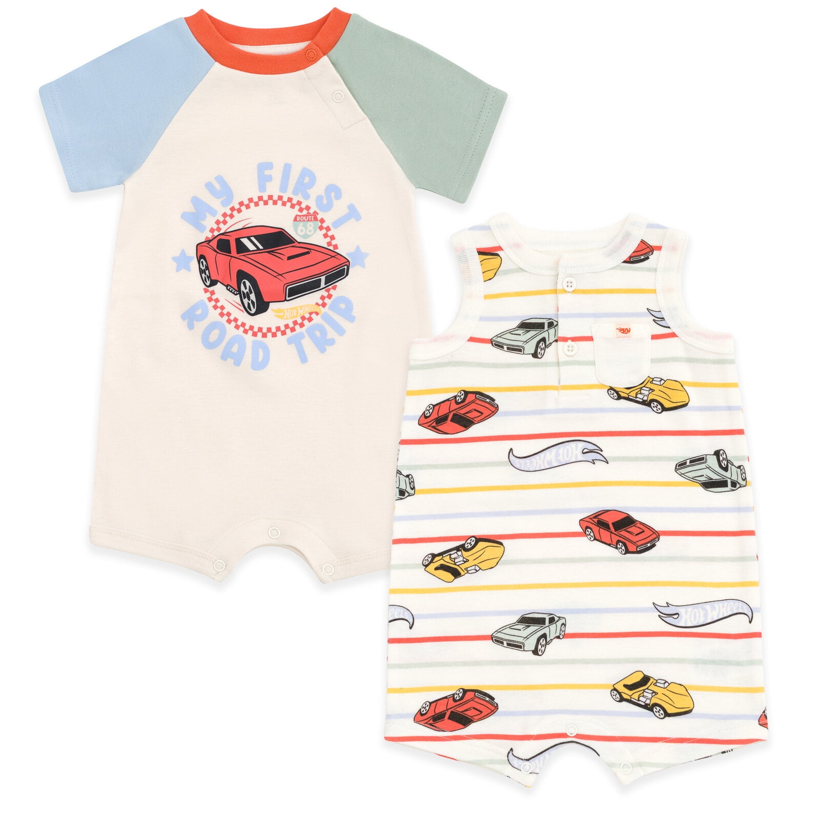 Hot Wheels 2 Pack Rompers Newborn to Infant