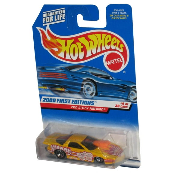 Hot Wheels 2000 First Editions 4/36 Yellow Pro Stock Firebird Toy Car #064