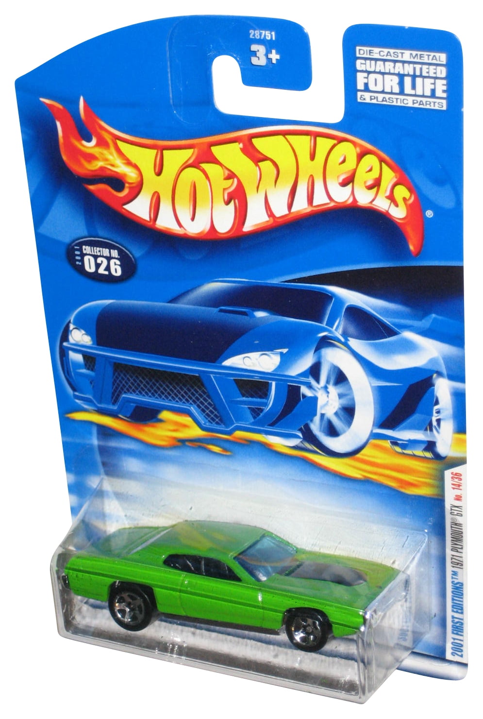 Hot Wheels 2001 First Editions Green 1971 Plymouth GTX Toy Car