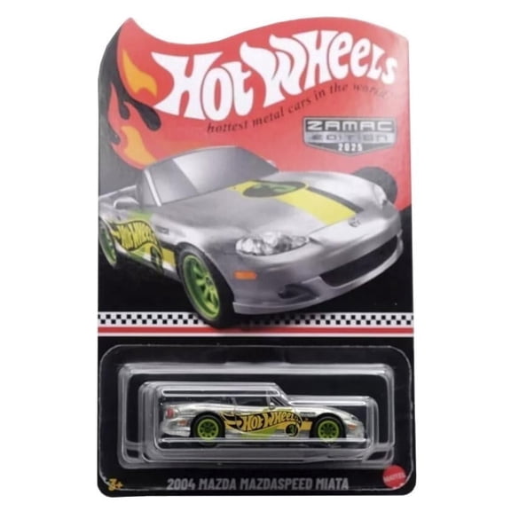 Hot Wheels 2004 Mazda Mazdaspeed Miata, ZAMAC Edition 2025, Die-Cast Metal Toy Car, Ages 3+ JCB38