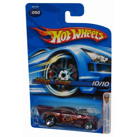 Hot Wheels 2005 First Editions 10/10 Torpedoes Burgundy Willys Coupe Toy Car #050