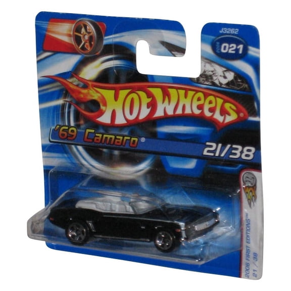 Hot Wheels 2006 First Editions 21/38 (2006) Black '69 Camaro Car #021 - (Short Card)