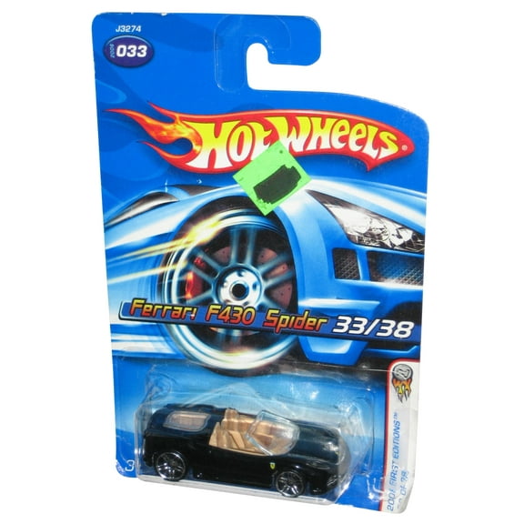 Hot Wheels 2006 First Editions 33/38 Black Ferrari F430 Spider Toy Car #033 - (Damaged Packaging)