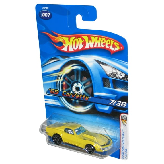 Hot Wheels 2006 First Editions 7/38 Yellow '69 Corvette Toy Car #007