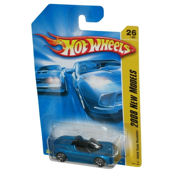 Hot Wheels 2008 New Models 26/40 Blue 2008 Tesla Roadster Toy Car 026/196