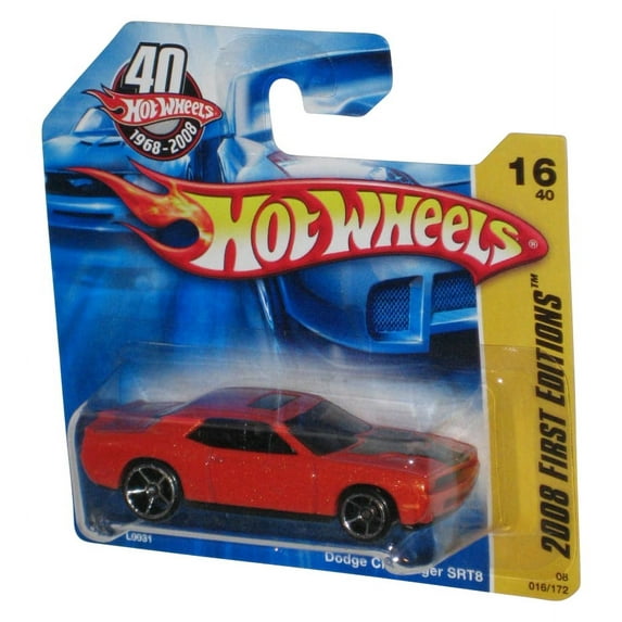 Hot Wheels 2008 New Models 40th Orange Dodge Challenger SRT8 Car 016/196 - (Short Card)
