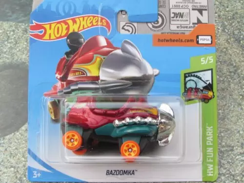 Hot Wheels 2018 50th Anniversary HW Fun Park Bazoomka #60/365 - Red & Green Propeller Plane Car, 1:64 Scale 1 thumbnail image