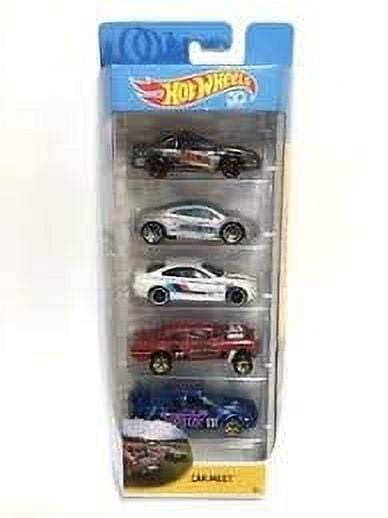 Hot Wheels 50th Anniversary Car Meet 5 Pack 2018 – 5 Auto In Scala 1:64 (Ford Mustang, BMW M3, Subaru Impreza, Chevrolet, Mitsubishi)