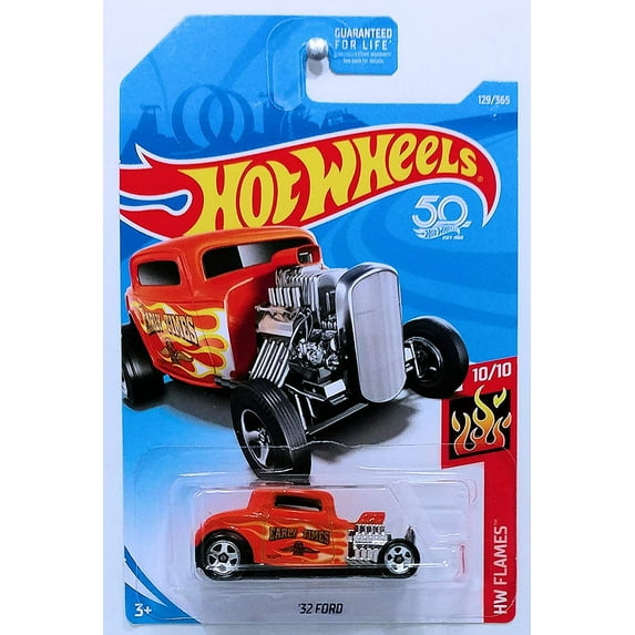 Hot Wheels 2018 50th Anniversary HW Flames '32 Ford 129/365, Orange