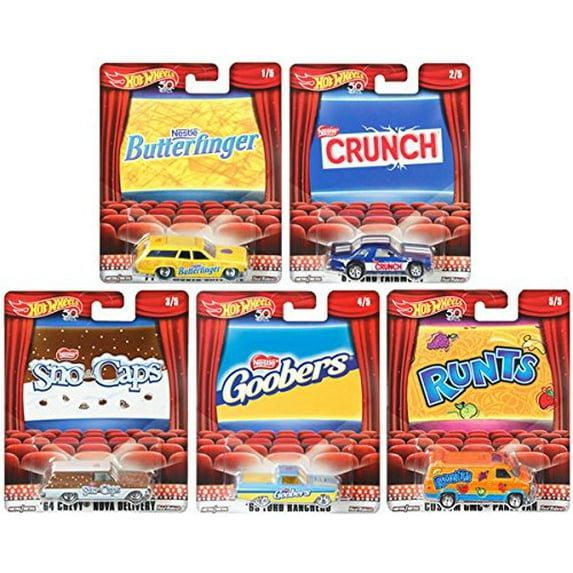 Hot Wheels 2018 Pop Culture Nestle, 1/64 Scale Premium Collectible Diecast Cars, Set of 5