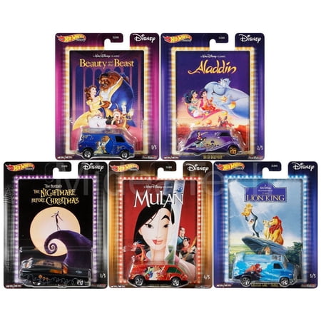 Hot Wheels 2020 Pop Culture Disney Classic Series Premium Adult Collectible Diecast Vehicles, Set of 5