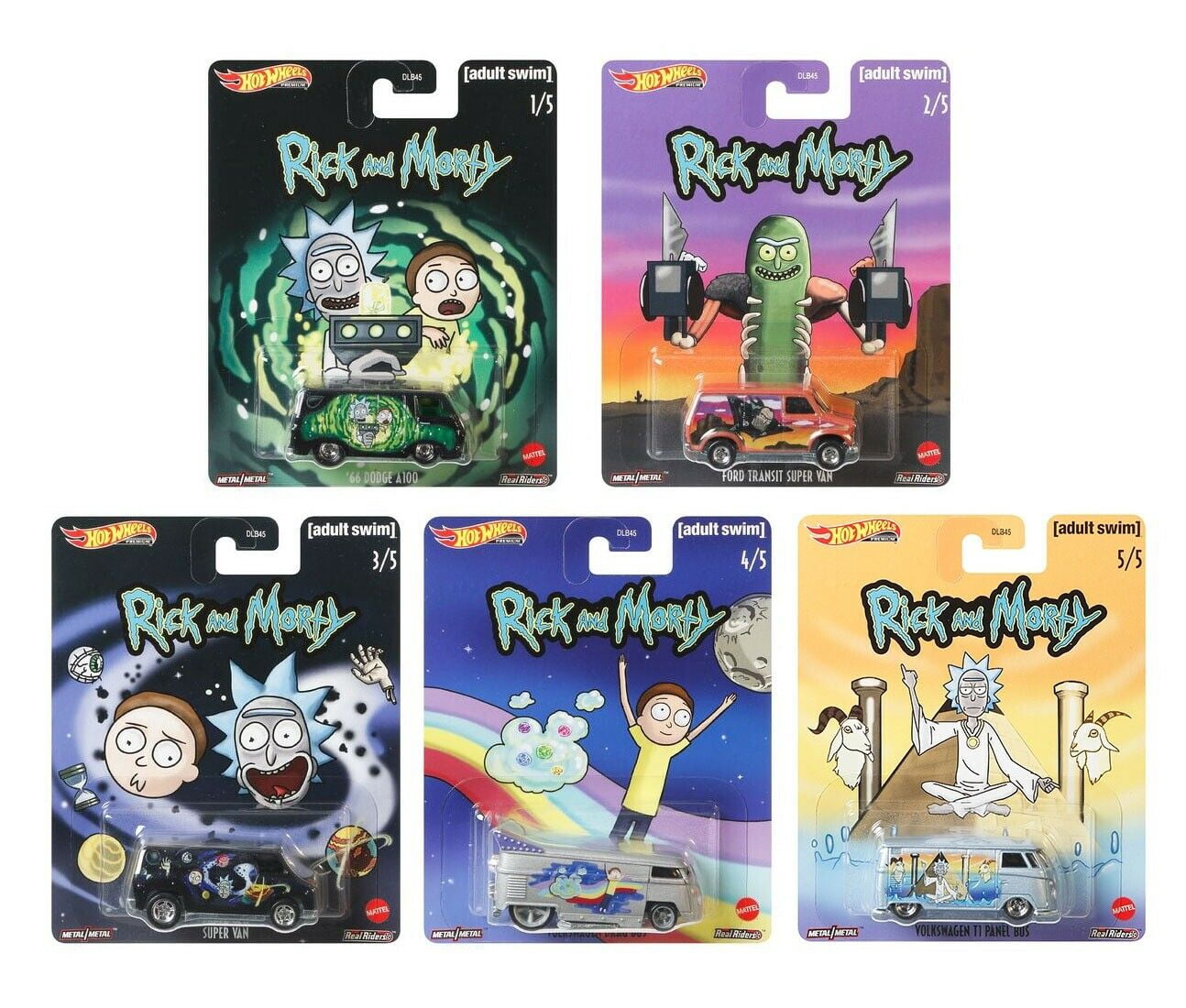 Hot Wheels 2020: Rick & Morty Pop Culture, Set of 5 Character