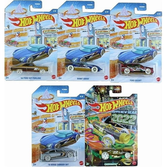 Hot Wheels 2021 Winter Holiday Hot Rods Complete Set of 5 Diecast Vehicles