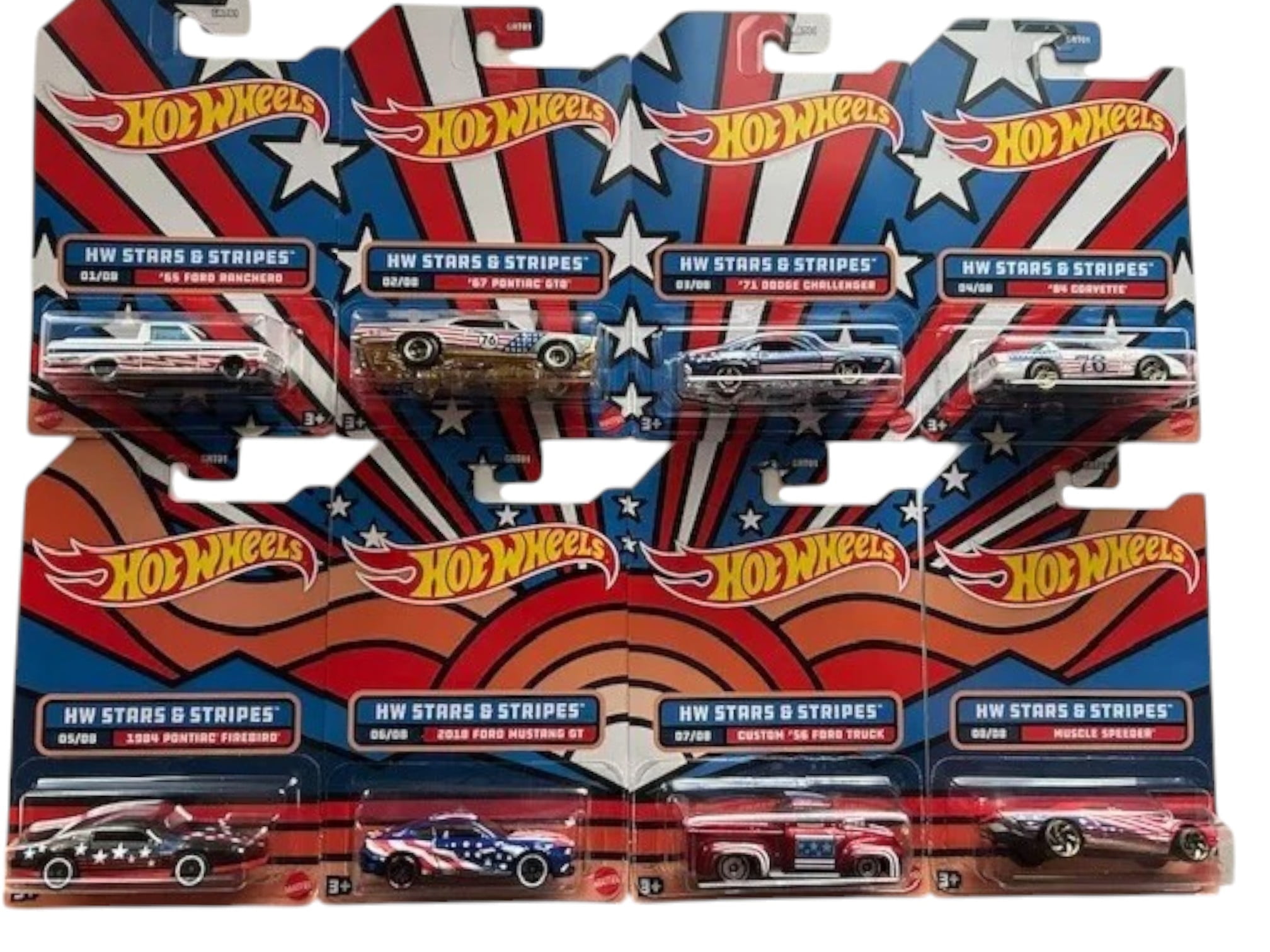 Hot Wheels 2022 HW Stars and Stripes Complete Set of 8 Diecast Vehicles GRT01-956C