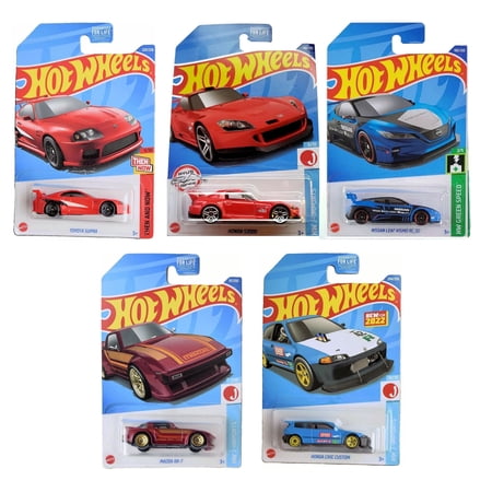 Hot Wheels 2022 Import Tuner Set of 5 Diecast Vehicles from L2593-977M Release with Toyota Supra, Honda and More