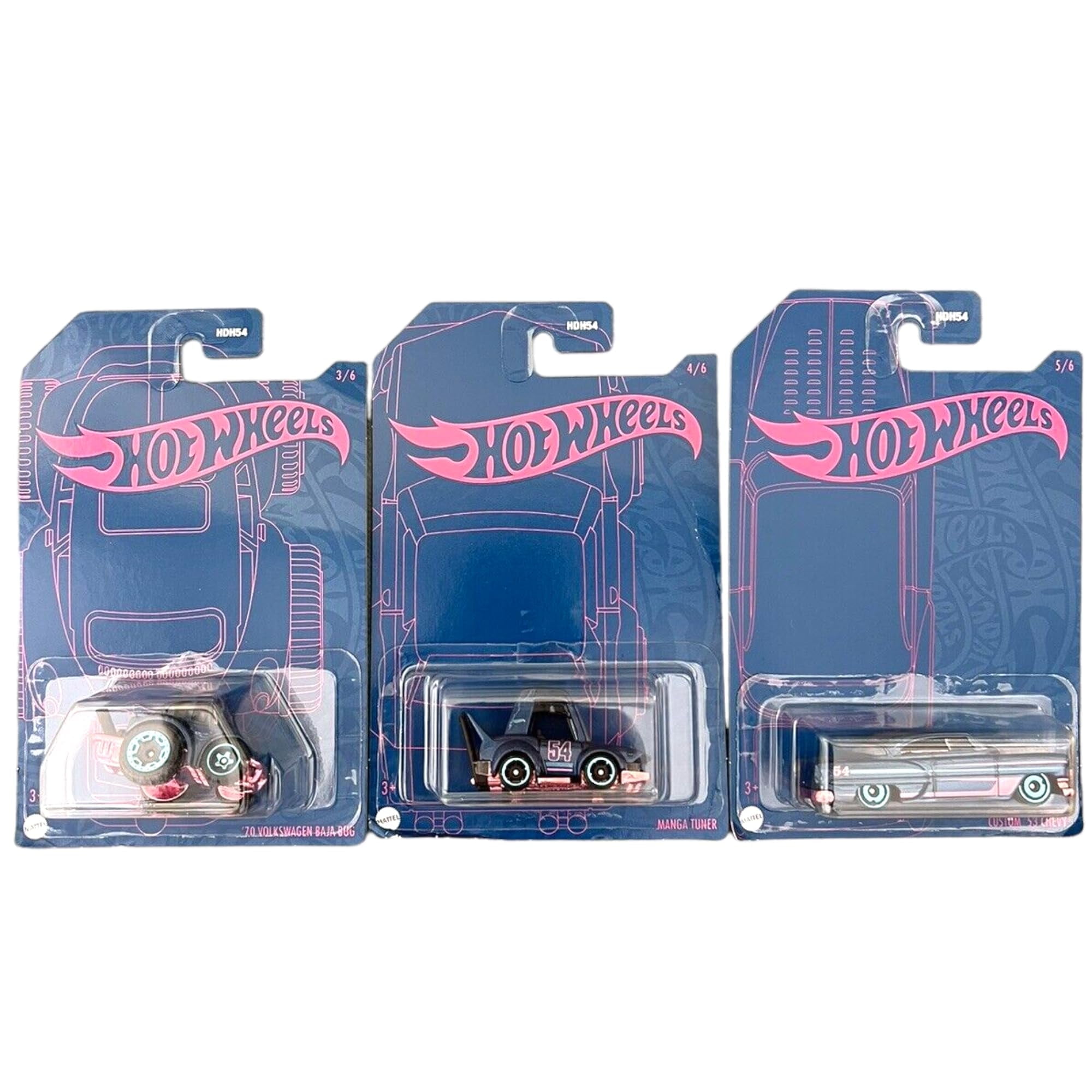 Hot Wheels 2022 Blue and Pink 54th Anniversary Set of 3 - Walmart.com
