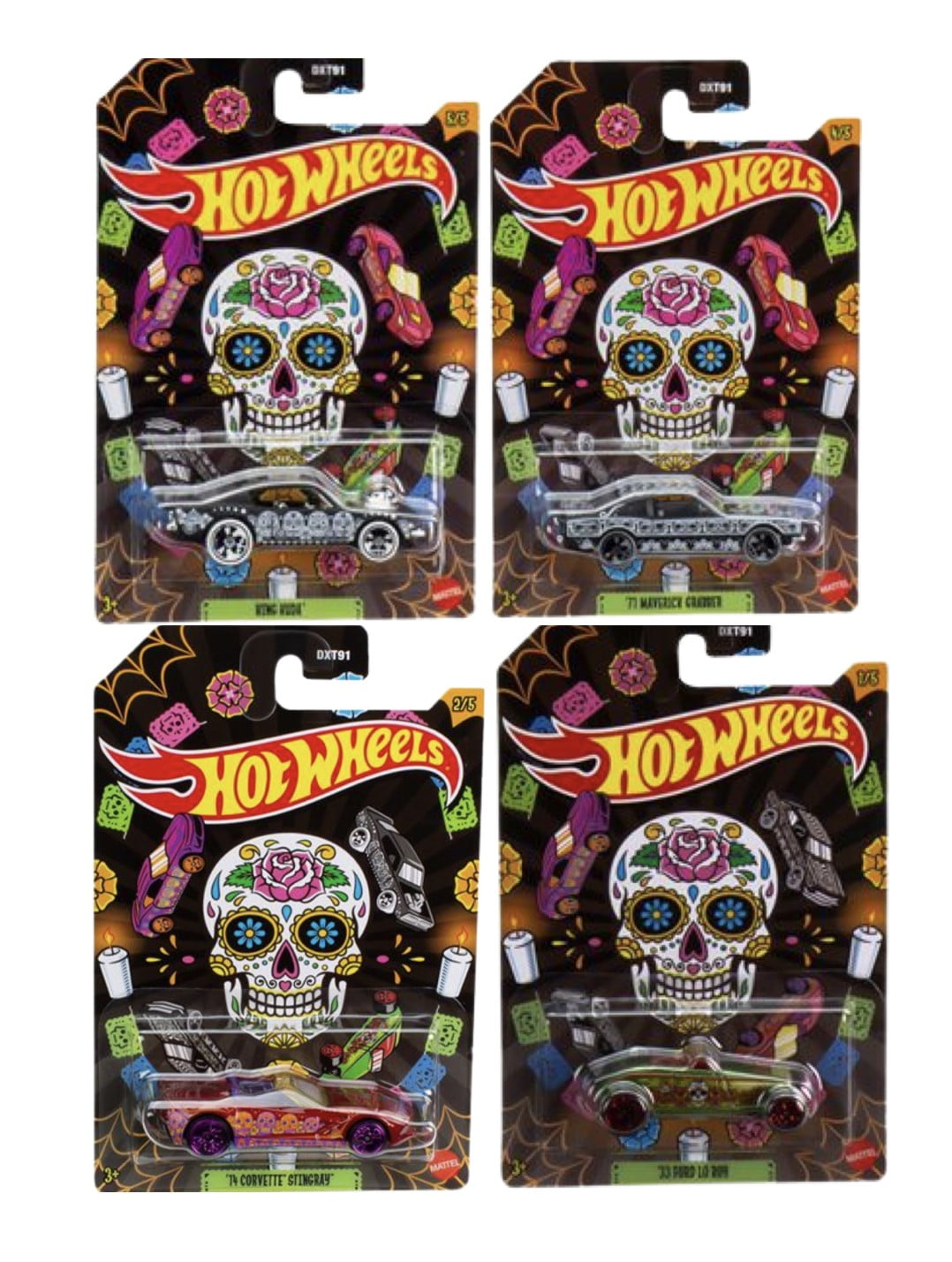 Hot Wheels 2023 Halloween Edition Toy Cars 4-Pack For Collectors
