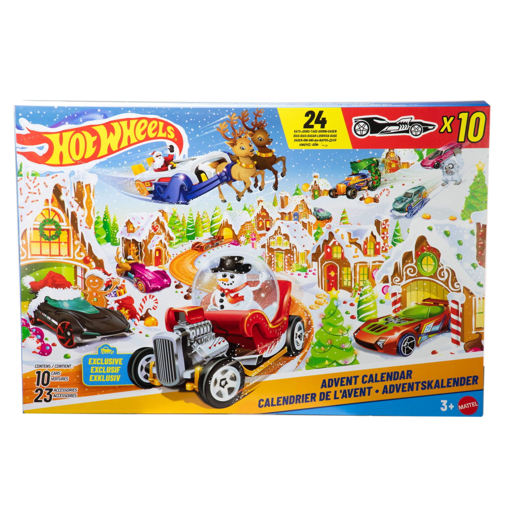 Hot Wheels 2025 Advent Calendar with 10 Toy Vehicles in 1:64 Scale